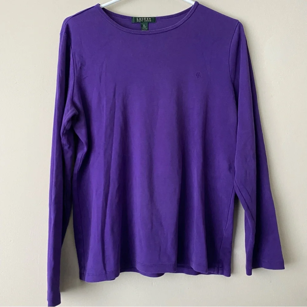 Lauren Ralph Lauren Purple Long Sleeve Shirt with Embroidered Logo size XL - Picture 12 of 12